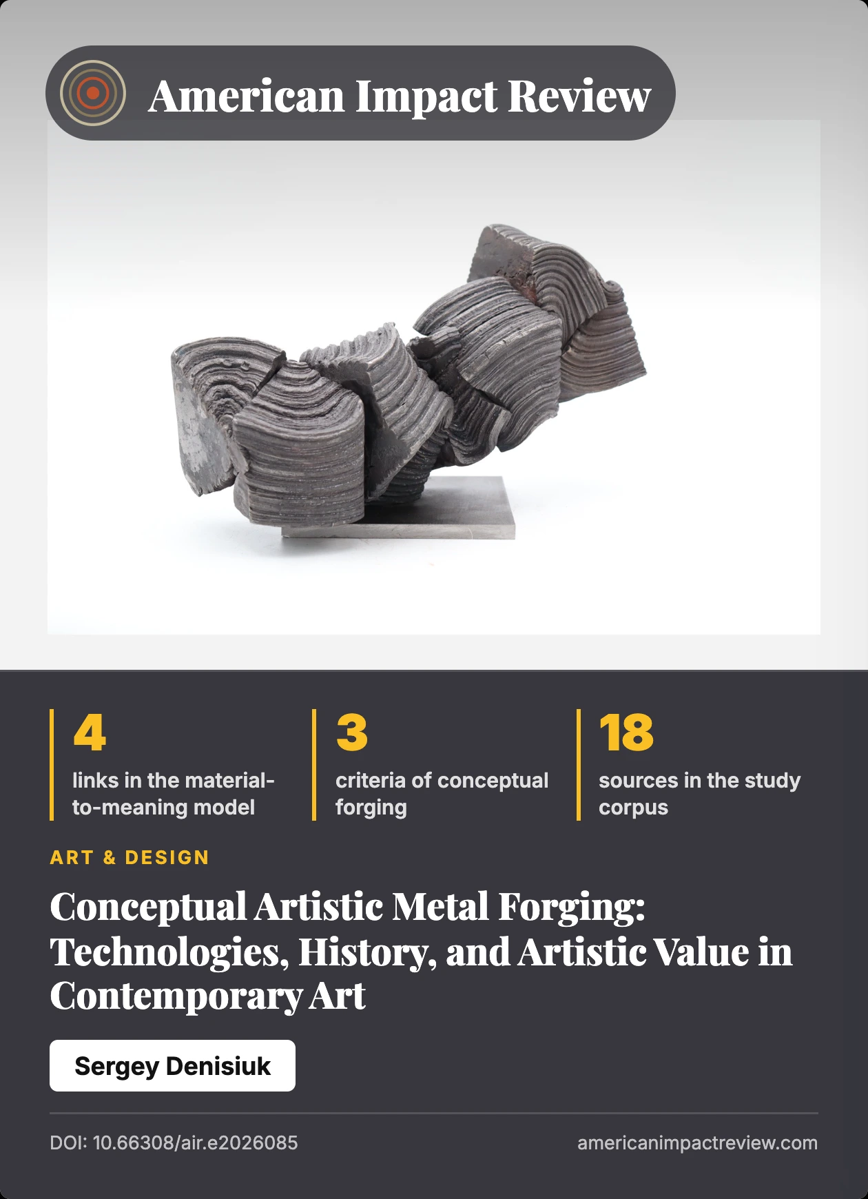 Cover: Conceptual Artistic Metal Forging: Technologies, History, and Artistic Value in Contemporary Art